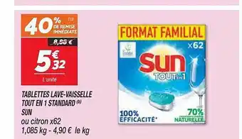 Netto Tablettes Lave-vaisselle Tout En 1 Standard Sun offre
