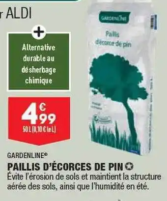 ALDI Gardenline Paillis D'écorces De Pin offre
