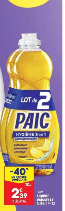ALDI Paic Liquide Vaisselle offre