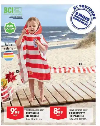ALDI Poncho De Bain Home Création Kids, Serviette De Plage Home Création Kids offre