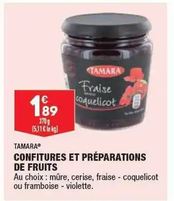 ALDI Confitures Et Préparations De Fruits Tamara offre