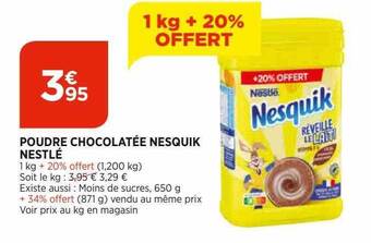 Bi1 Poudre Chocolatée Nesquik Nestlé offre