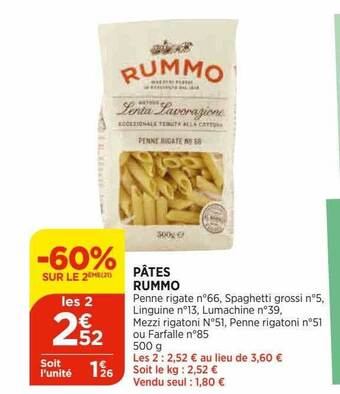 Bi1 Pâtes Rummo offre