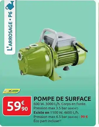 Rural Master Pompe De Surface Macxi Jardin offre