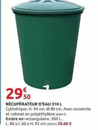 Rural Master Récupérateur D'eau 310l offre