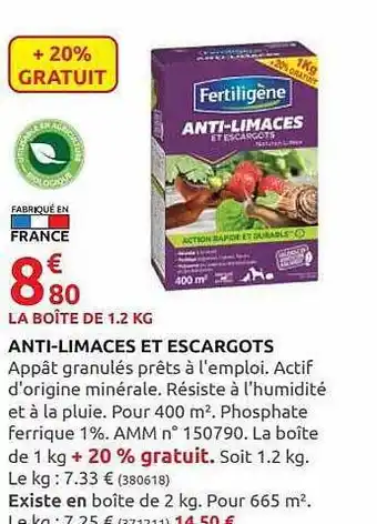 Rural Master Anti-limaces Et Escargots Fertiligène offre