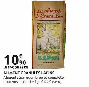 Rural Master Aliment Granulés Lapins offre