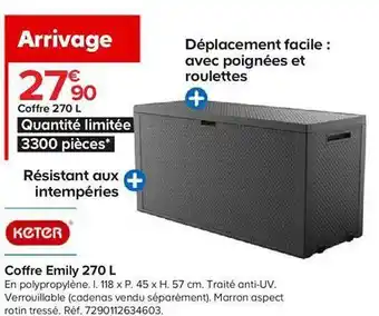 Castorama Coffre Emily 270 L Keter offre