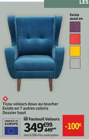 Conforama Fauteuil Velours offre