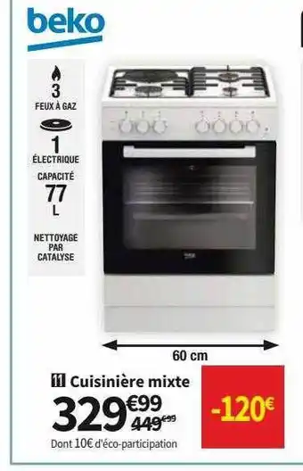 Conforama Cuisinière Mixte Beko offre