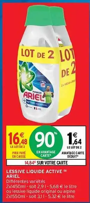 Intermarché Hyper Lessive Liquide Active Ariel offre