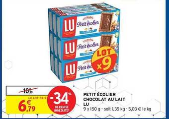 Intermarché Hyper Petit écolier Chocolat Au Lait Lu offre