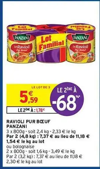 Intermarché Hyper Ravioli Pur Boeuf Panzani offre