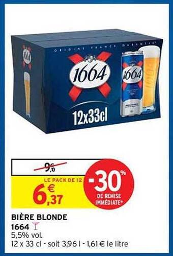 Intermarché Hyper Bière Blonde 1664 offre