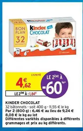 Intermarché Hyper Kinder Chocolat offre