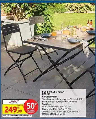 Intermarché Hyper Set 5 Pièces Pliant Zephir-4 Personnes offre