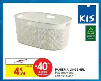 Intermarché Hyper Panier à Linge 45l Kis offre