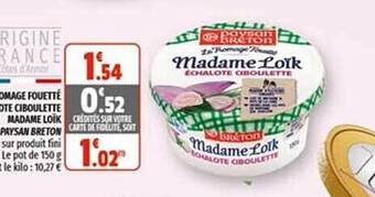 Coccinelle Express Fromage Fouetté échalote Ciboulette Madame Loïk Paysan Breton offre