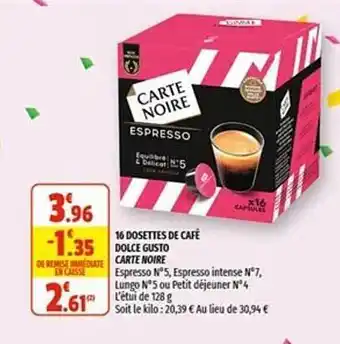 Coccinelle Express 16 Dosettes De Café Dolce Gusto Carte Noire offre