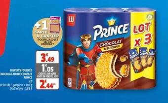 Coccinelle Express Biscuits Fourrés Chocolat Au Blé Complet Prince Lu offre