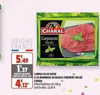 Coccinelle Supermarché Carpaccio De Boeuf & Sa Marinade Au Basilic Finement Haché Charal offre