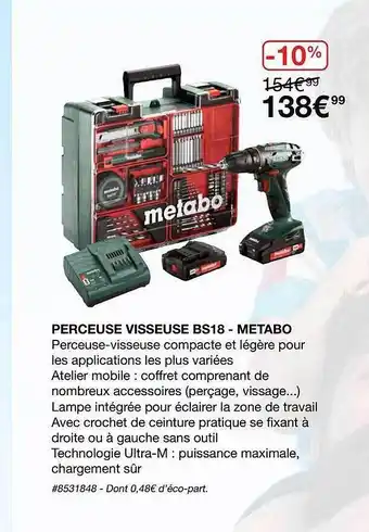 Perceuse Visseuse Bs18-metabo