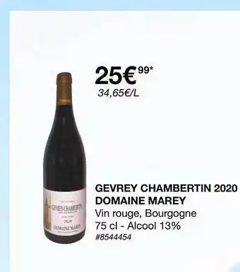 Costco Gevrey Chambertin 2020 Domaine Marey offre