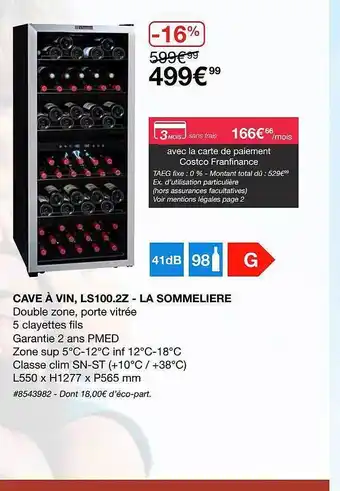 Costco Cave à Vin, Ls100.2z-la Sommelière offre