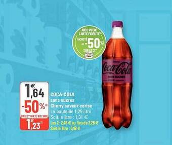 G20 Coca-cola Sans Sucres Cherry Saveur Cerise offre