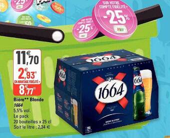G20 Bière Blonde 1664 offre