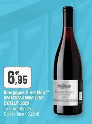 G20 Bourgogne Pinot Noir Maison Anne-lise Bollut 2020 offre
