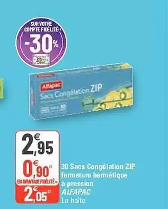 G20 30 Sacs Congélation Zip Fermeture Hemétique à Pression Alfapac offre