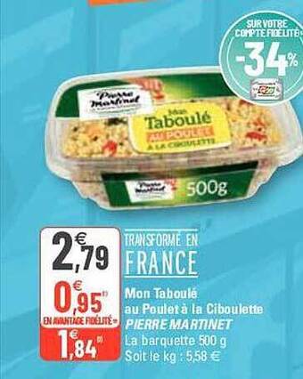 G20 Mon Taboulé Au Poulet à La Ciboulette Pierre Martinet offre