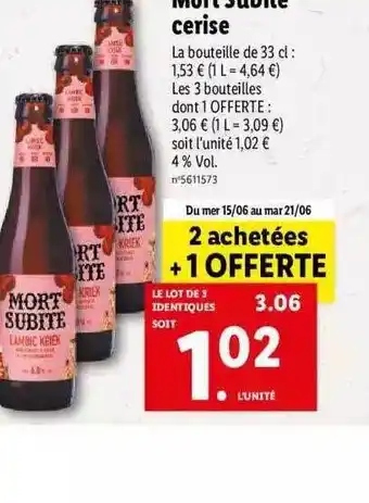 Lidl Mort Subite Cerise offre