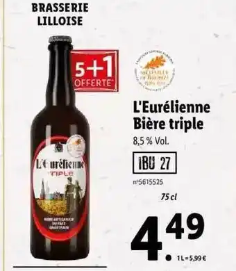 Lidl L'eurélienne Bière Triple offre
