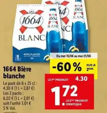 Lidl 1664 Bière Blanche offre