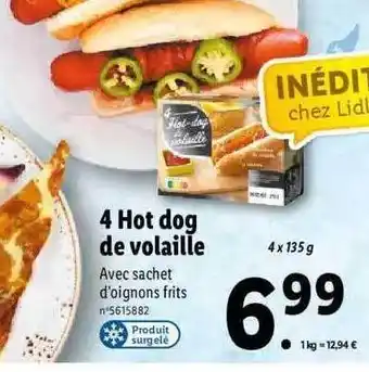 Lidl 4 Hot Dog De Volaille offre