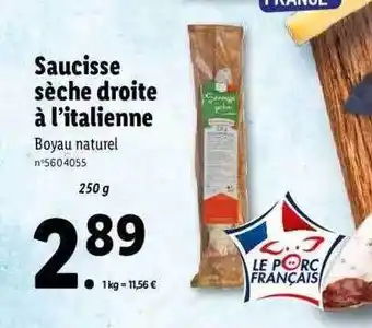 Lidl Saucisse Sèche Droite à L'italienne offre