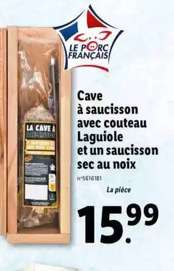 Lidl Cave à Saucisson Avec Couteau Laguiole Et Un Saucisson Sec Au Noix offre