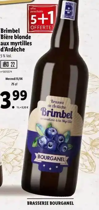 Lidl Brimbel Bière Blonde Aux Myrtilles D'ardèche offre