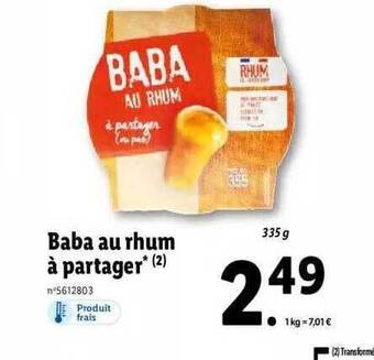 Lidl Baba Au Rhum à Partager offre