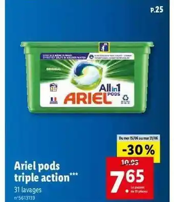 Lidl Ariel Pods Triple Action offre