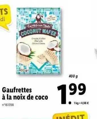 Lidl Gaufrettes à La Noix De Coco offre