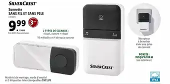 Lidl Sonnette Sans Fil Et Sans Pile Silver Crest offre
