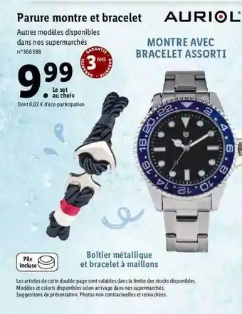 Lidl Parure Montre Et Bracelet Auriol offre