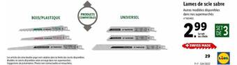 Lidl Lames De Scie Sabre offre