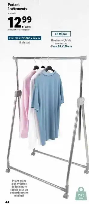 Lidl Portant é Vêtements offre