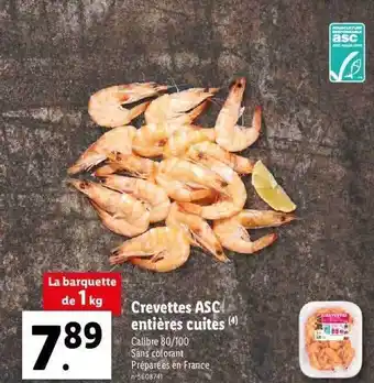 Lidl Crevette Asc Entières Cuites offre