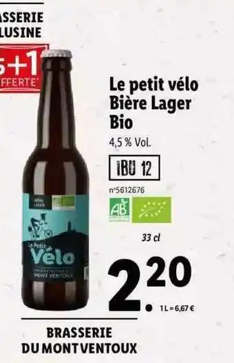 Lidl Le Petit Vélo Bière Lager Bio offre