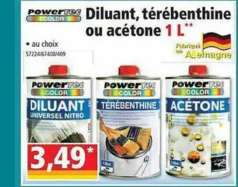 Diluant, Térébenthine Ou Acétone 1l Powertec Color